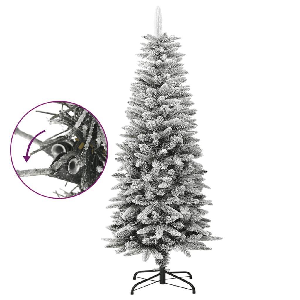 vidaXL Artificial Slim Christmas Tree with Flocked Snow 120 cm PVC&PE