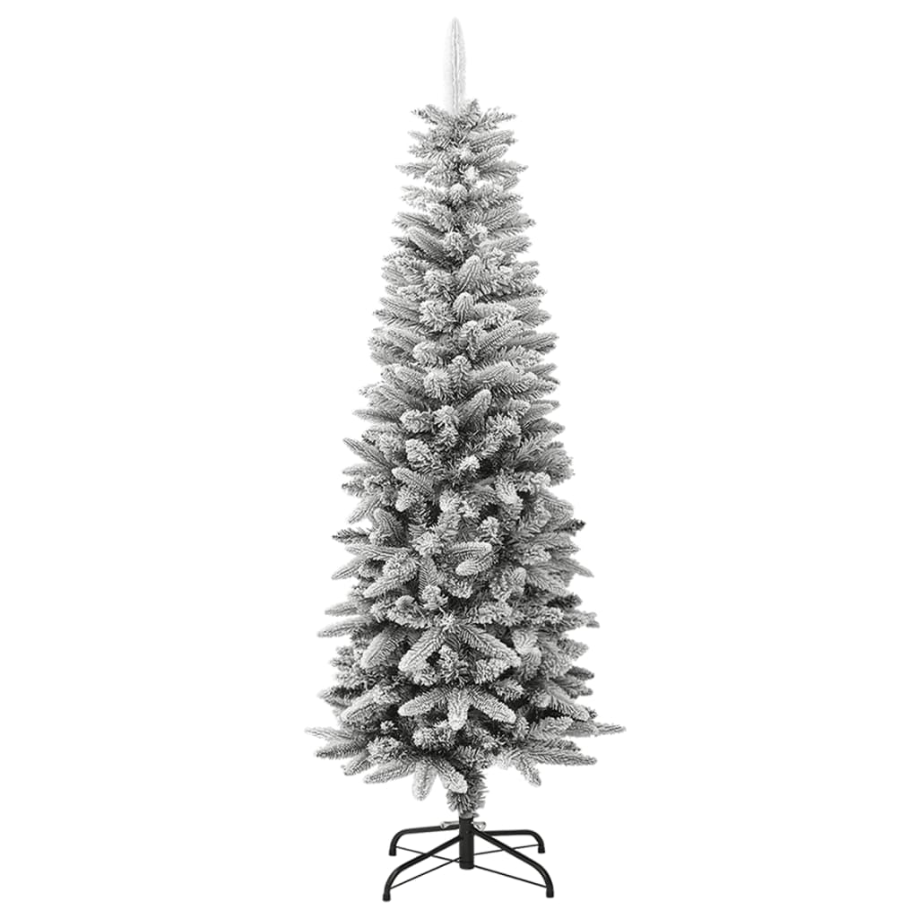 vidaXL Artificial Slim Christmas Tree with Flocked Snow 150 cm PVC&PE