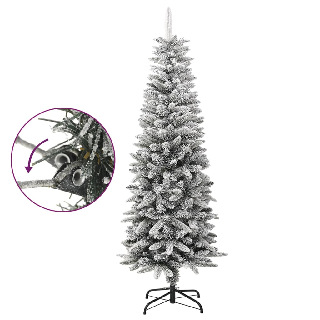 vidaXL Artificial Slim Christmas Tree with Flocked Snow 150 cm PVC&PE