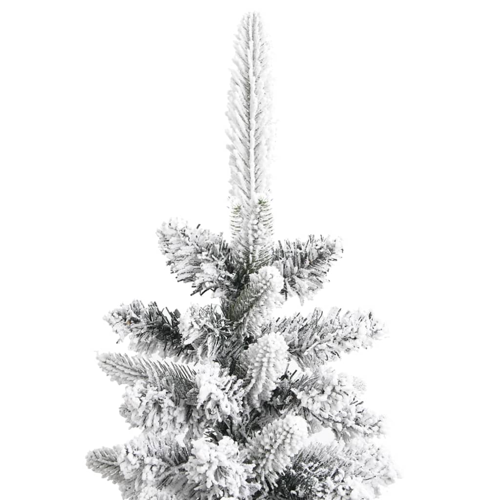 vidaXL Artificial Slim Christmas Tree with Flocked Snow 210 cm PVC&PE