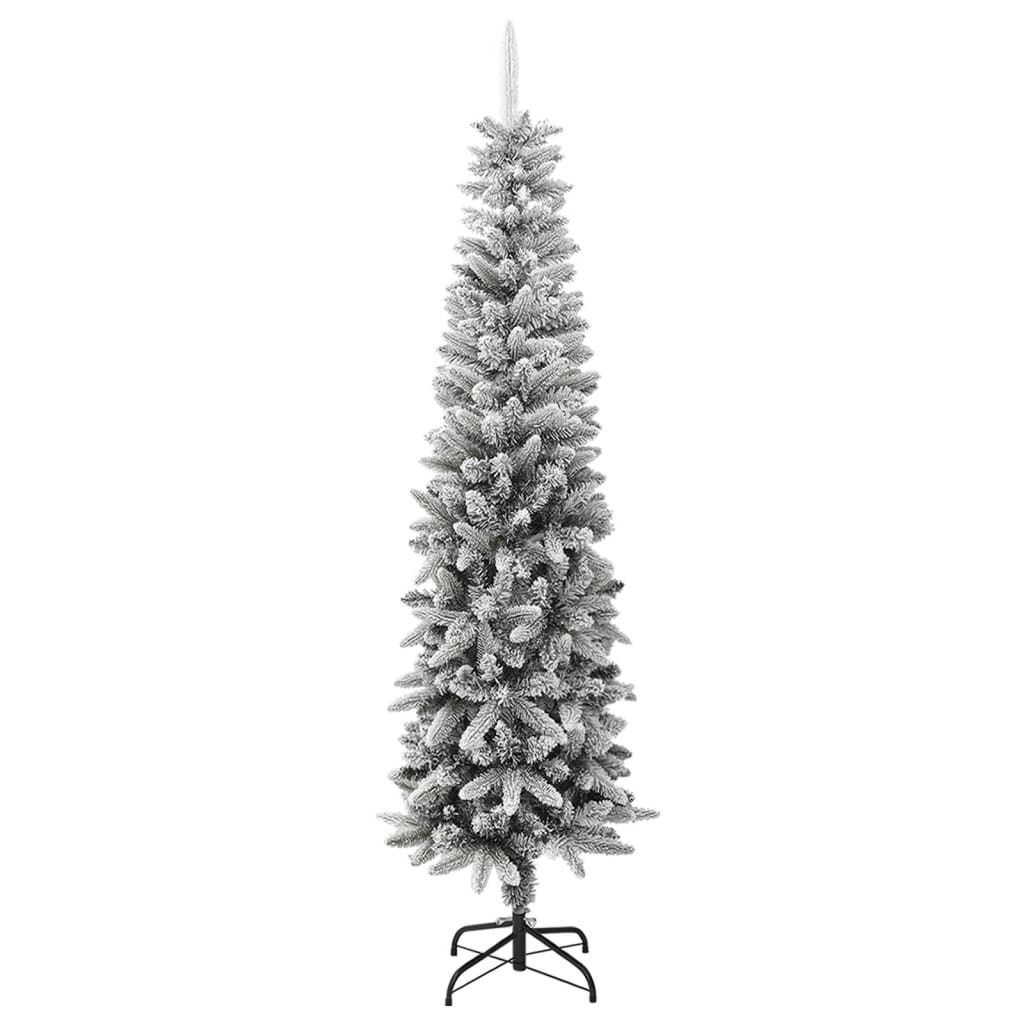 vidaXL Artificial Slim Christmas Tree with Flocked Snow 240 cm PVC&PE