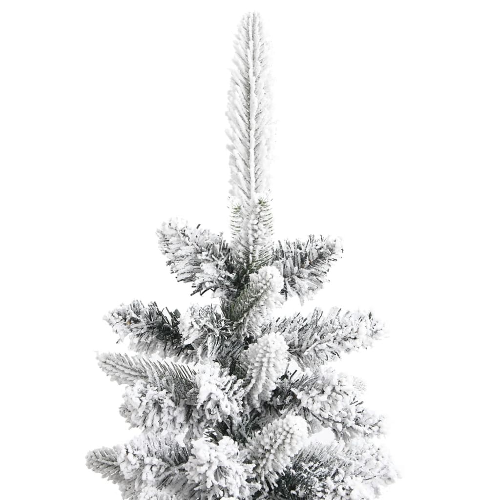 vidaXL Artificial Slim Christmas Tree with Flocked Snow 240 cm PVC&PE