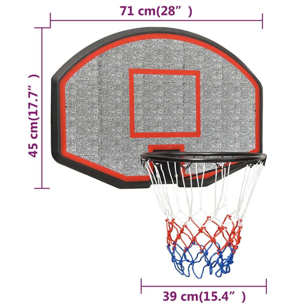 vidaXL Basketball Backboard Black 71x45x2 cm Polyethene