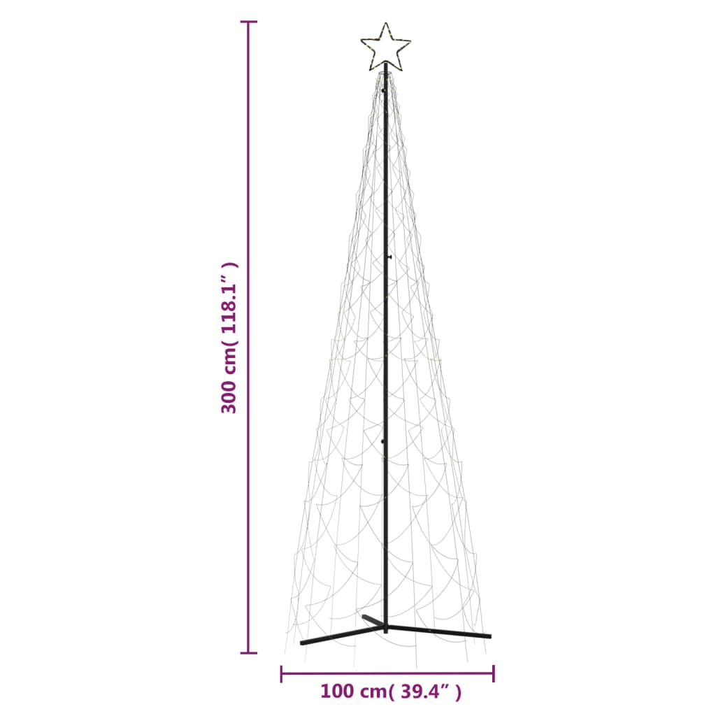 vidaXL Christmas Cone Tree Warm White 500 LEDs 100x300 cm