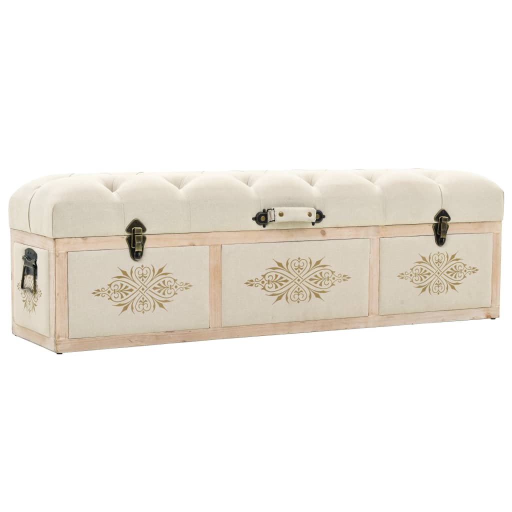 Storage Bench 110 cm Cream Solid Wood Fir