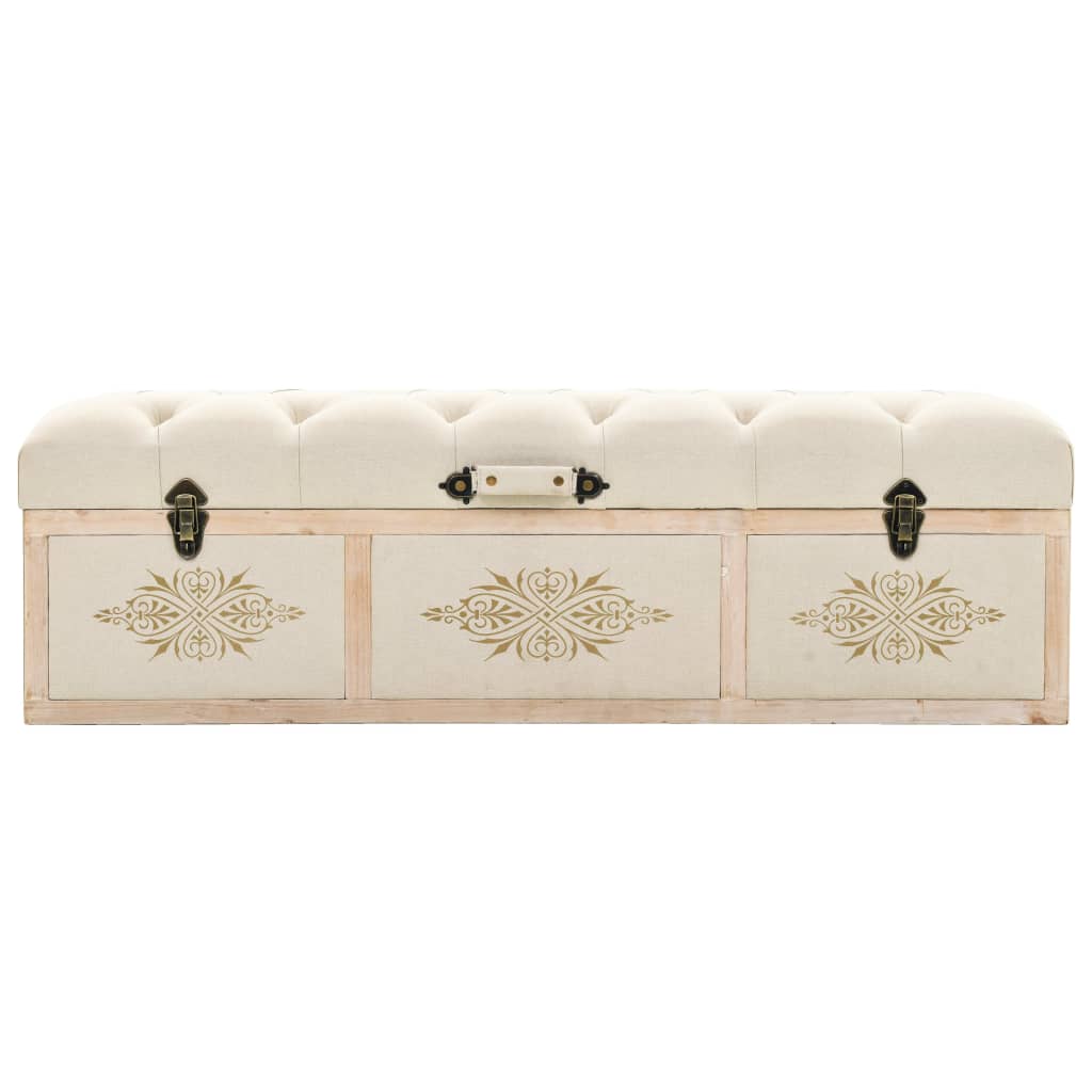 Storage Bench 110 cm Cream Solid Wood Fir