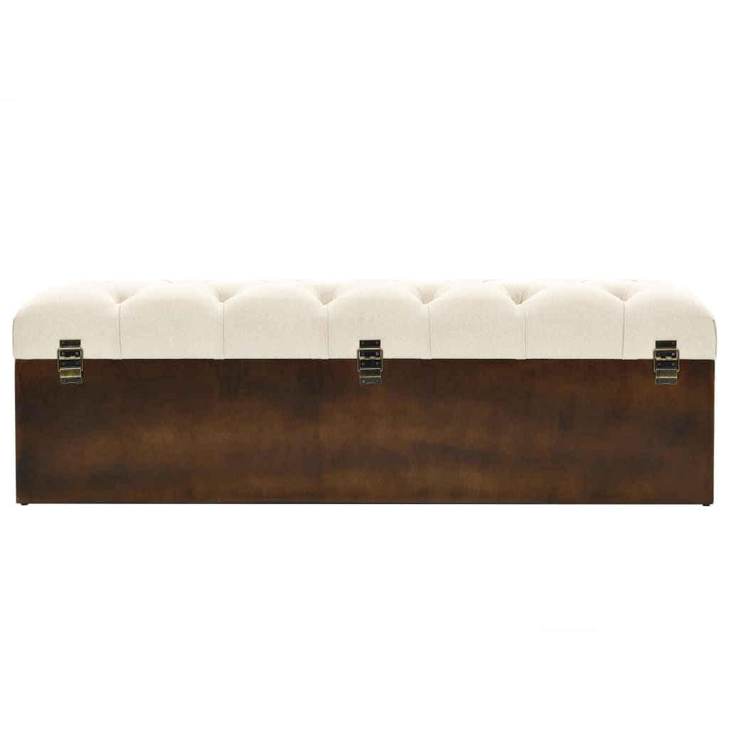 Storage Bench 110 cm Cream Solid Wood Fir