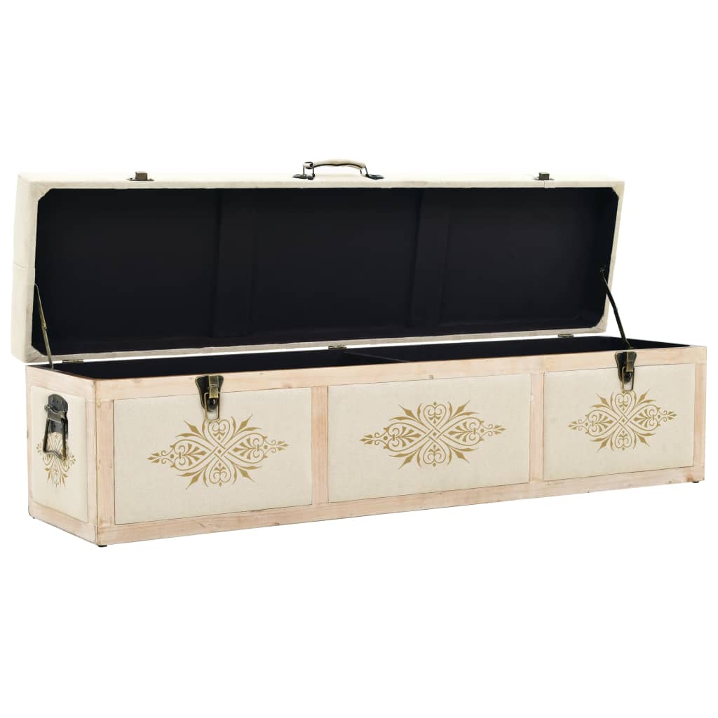 Storage Bench 110 cm Cream Solid Wood Fir