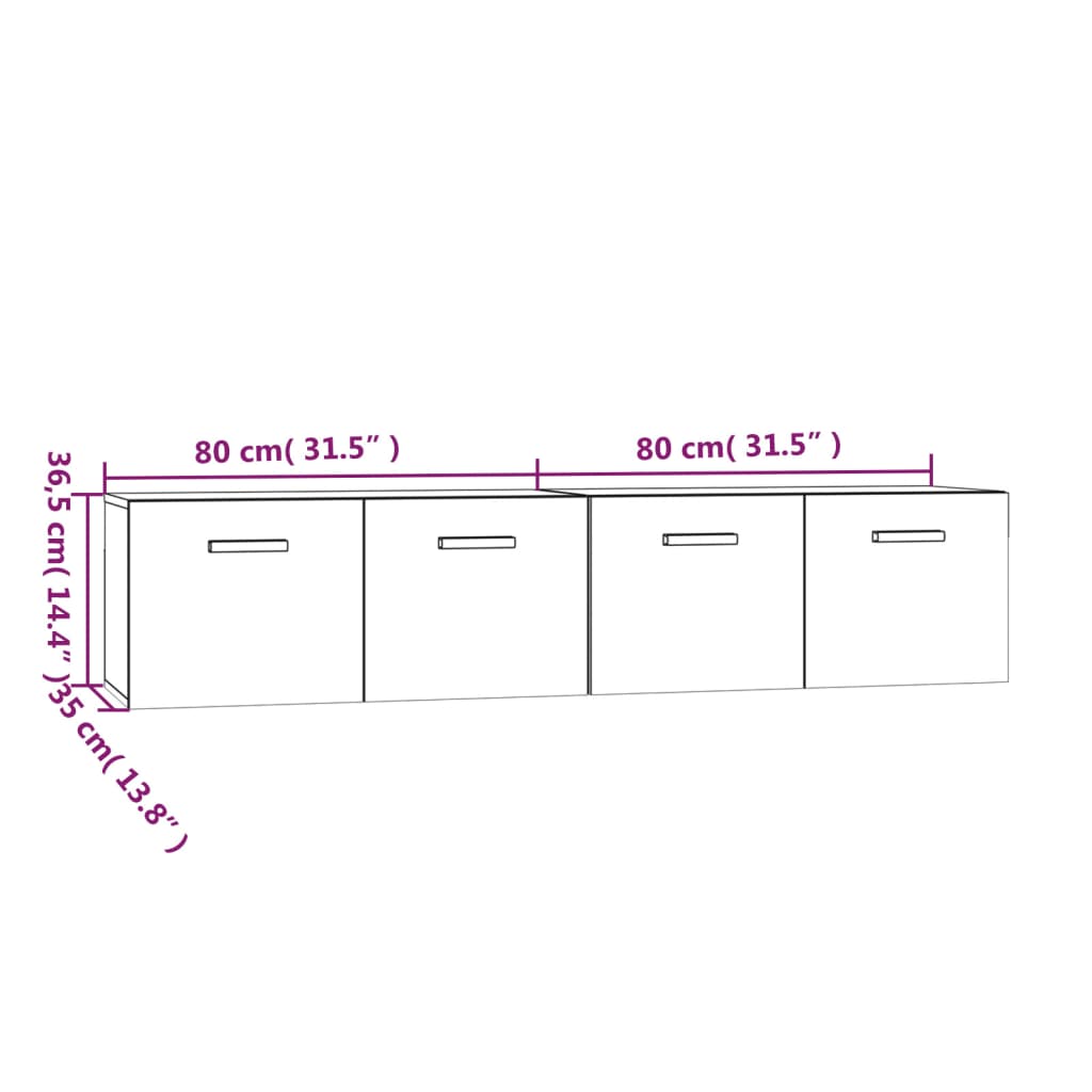 Wall Cabinets 2 pcs White 80x35x36.5 cm Engineered Wood