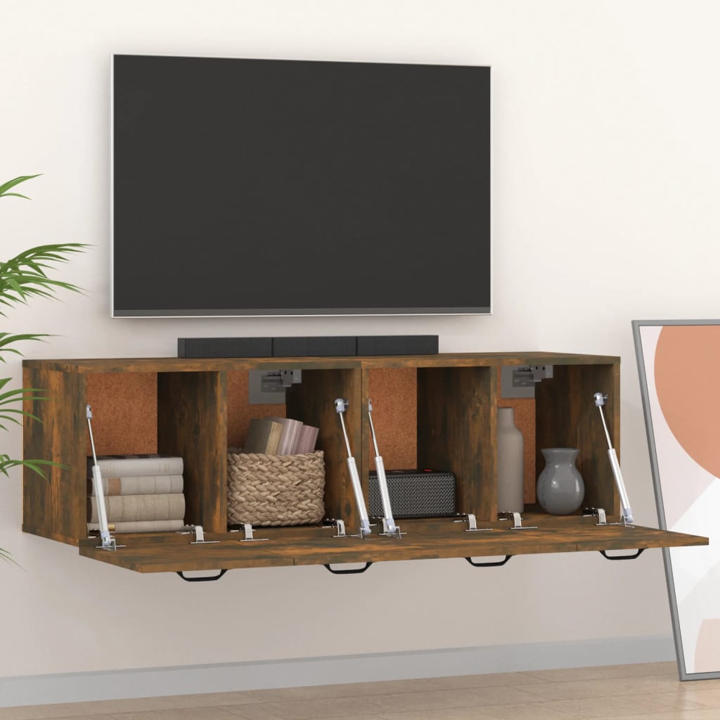 Wall Cabinets 2 pcs Smoked Oak 80x35x36.5 cm Engineered Wood