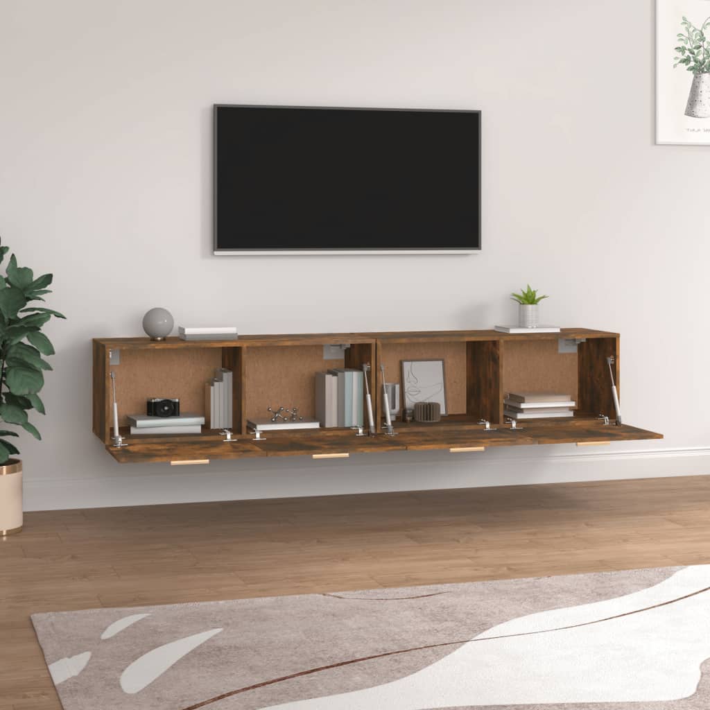 Wall Cabinets 2 pcs Smoked Oak 100x36.5x35 cm Engineered Wood