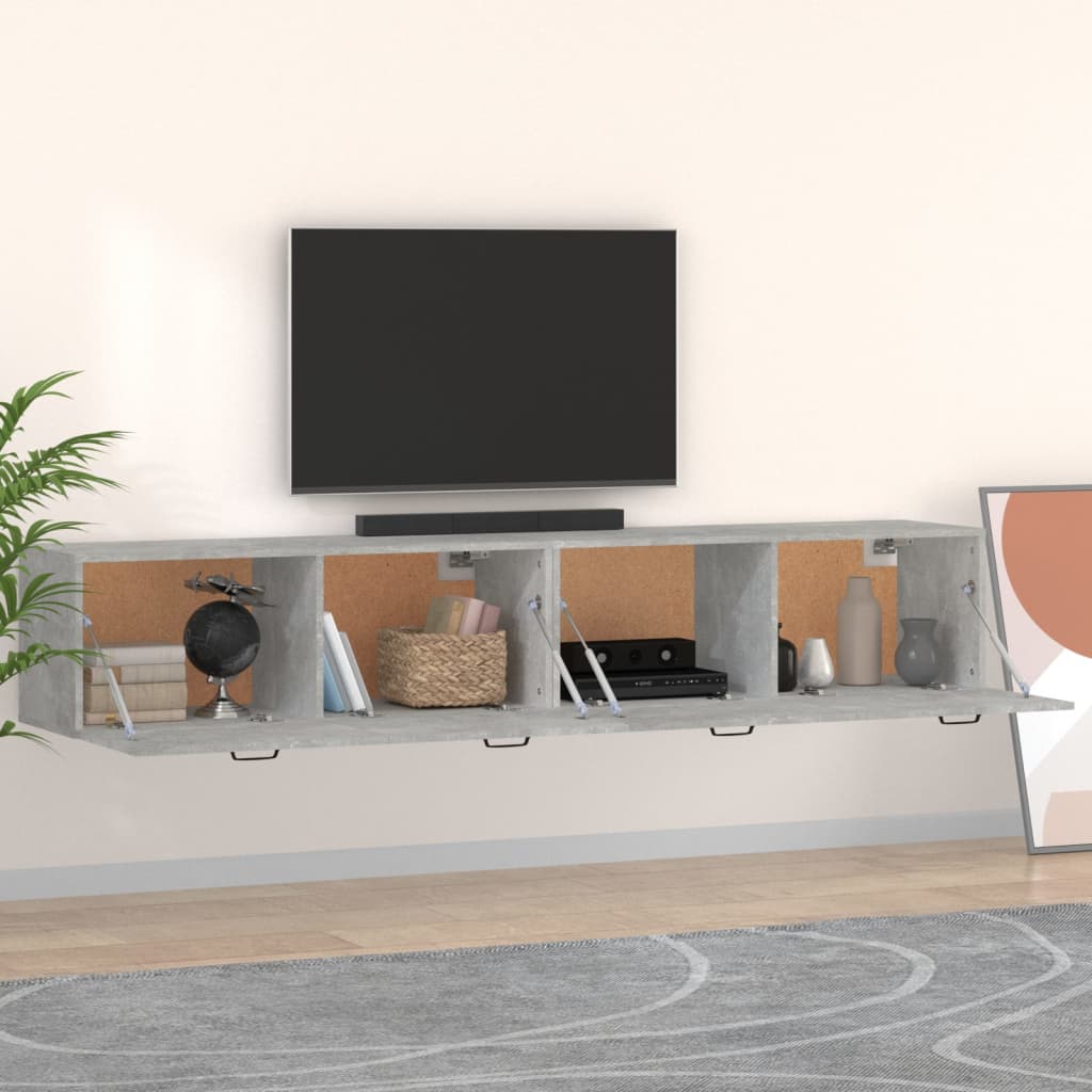 Wall Cabinets 2 pcs Concrete Grey 100x36.5x35 cm Engineered Wood