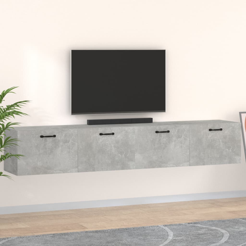 Wall Cabinets 2 pcs Concrete Grey 100x36.5x35 cm Engineered Wood