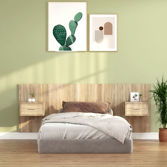 vidaXL Bed Headboard with Cabinets Sonoma Oak Engineered Wood