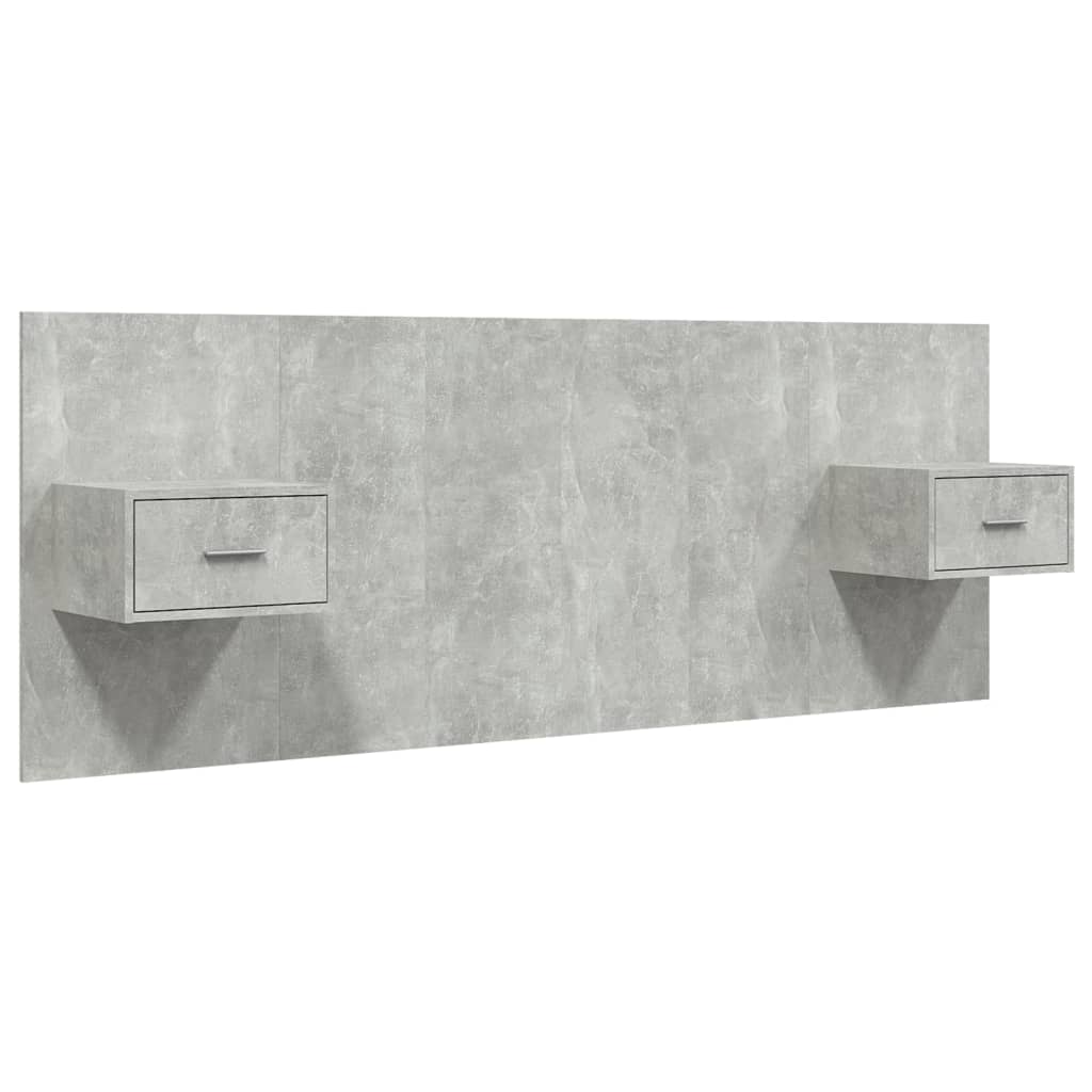 vidaXL Bed Headboard with Cabinets Concrete Grey Engineered Wood