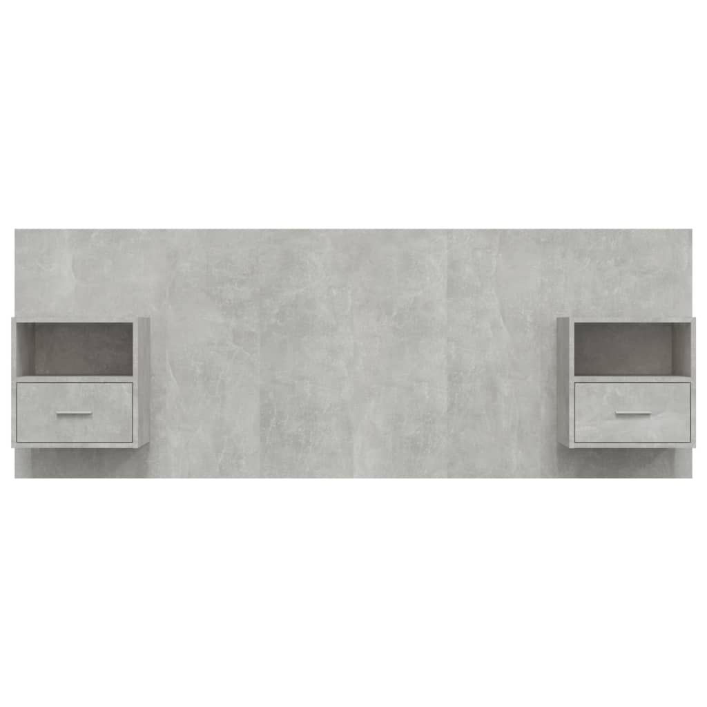 Bed Headboard with Cabinets Concrete Grey Engineered Wood