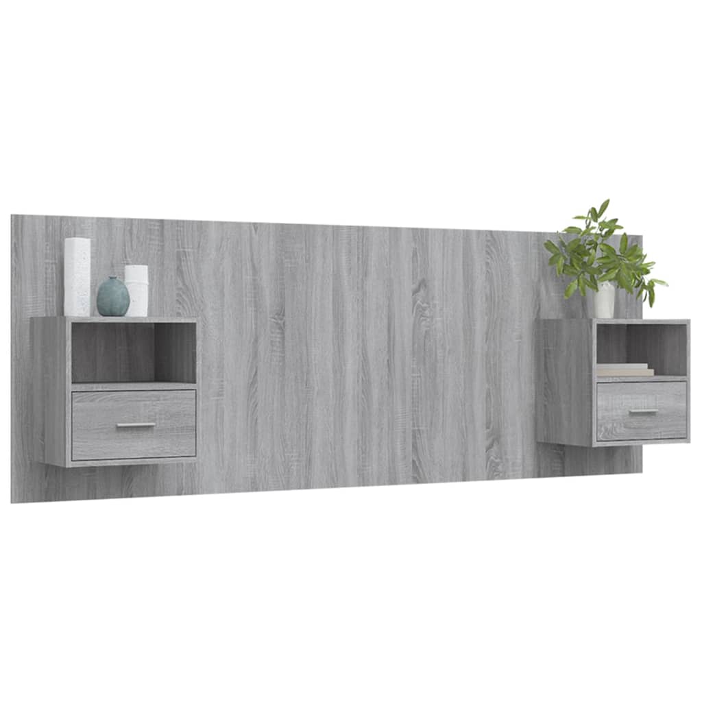 Bed Headboard with Cabinets Grey Sonoma Engineered Wood