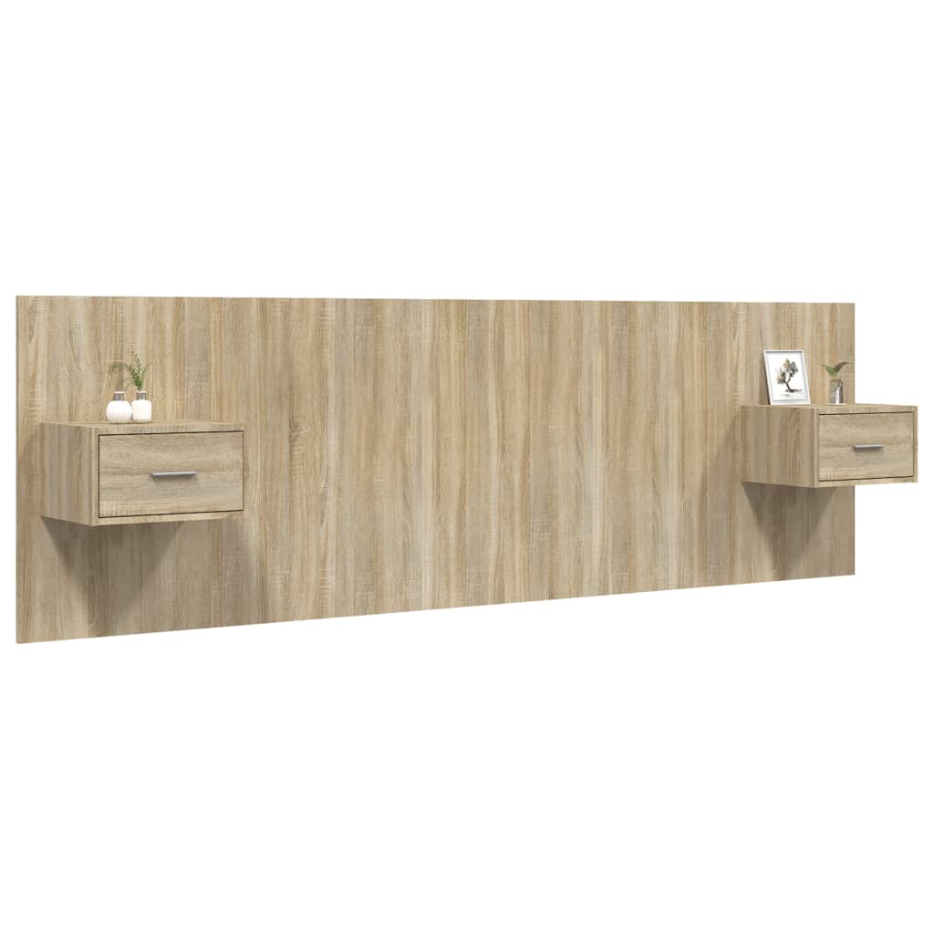 Bed Headboard with Cabinets Sonoma Oak Engineered Wood