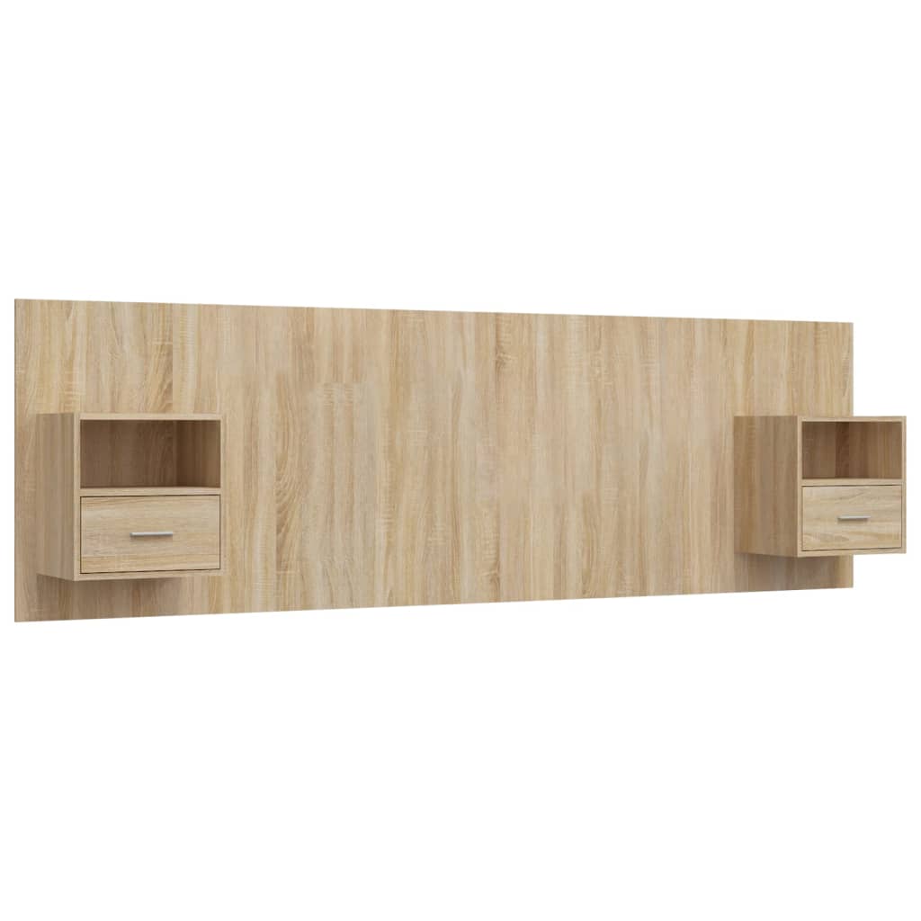 Bed Headboard with Cabinets Sonoma Oak Engineered Wood