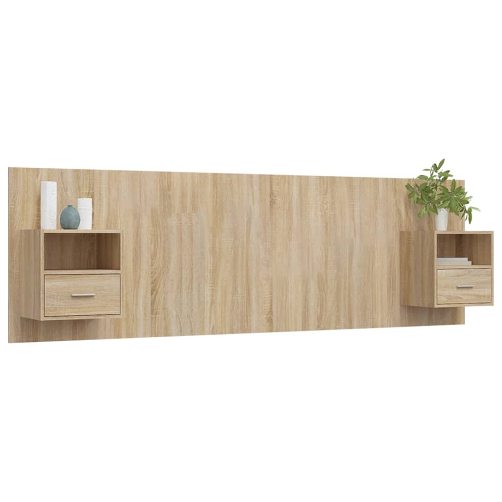 Bed Headboard with Cabinets Sonoma Oak Engineered Wood