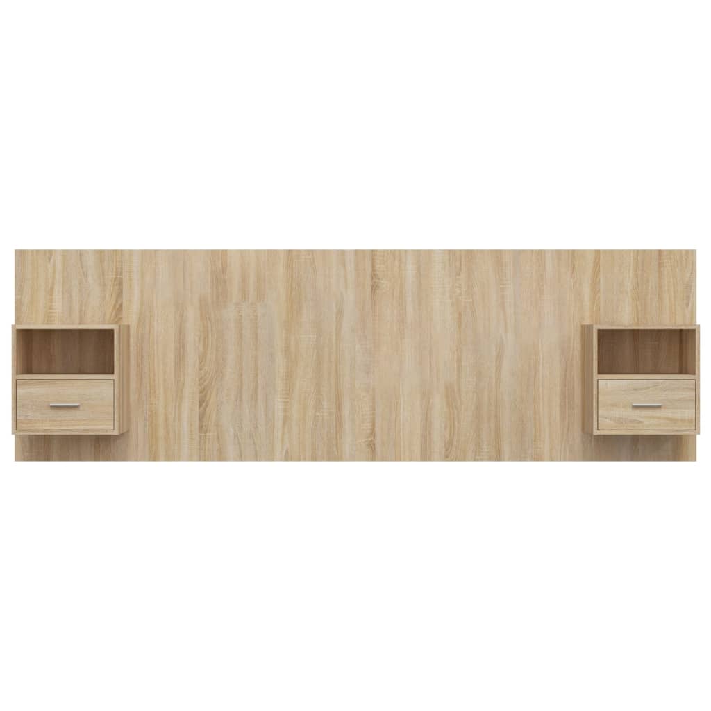 Bed Headboard with Cabinets Sonoma Oak Engineered Wood