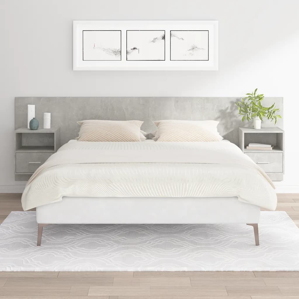 Bed Headboard with Cabinets Concrete Grey Engineered Wood