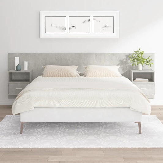 Bed Headboard with Cabinets Concrete Grey Engineered Wood