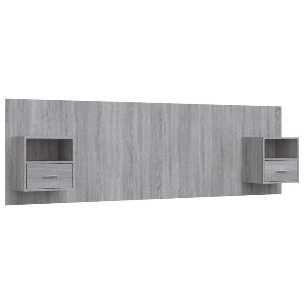 vidaXL Bed Headboard with Cabinets Grey Sonoma Engineered Wood