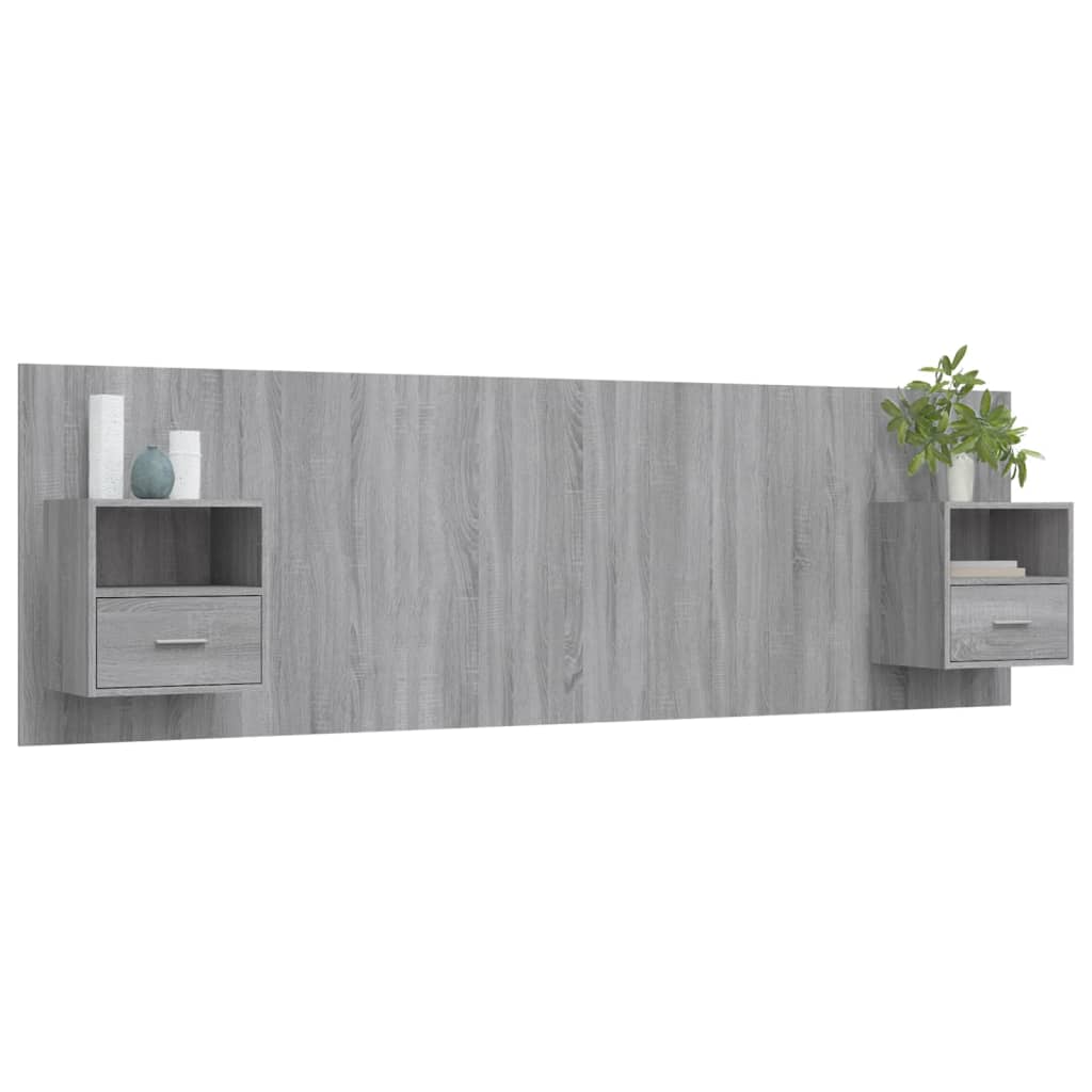 vidaXL Bed Headboard with Cabinets Grey Sonoma Engineered Wood