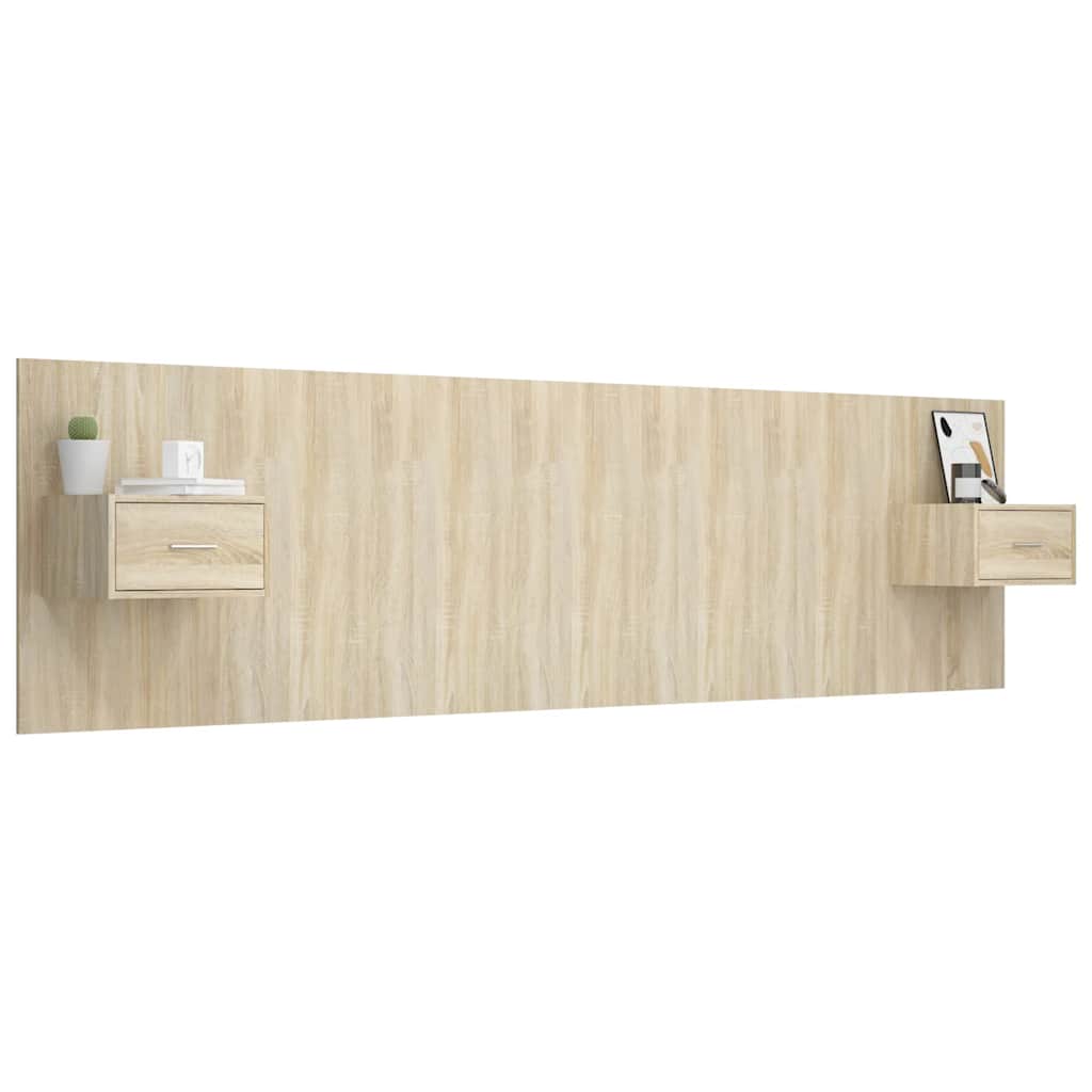 Bed Headboard with Cabinets Sonoma Oak Engineered Wood