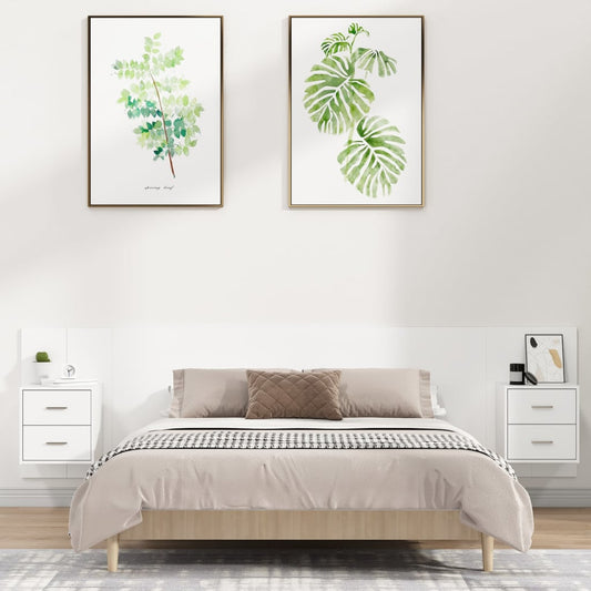Bed Headboard With Cabinet | White | Engineered wood | Storage