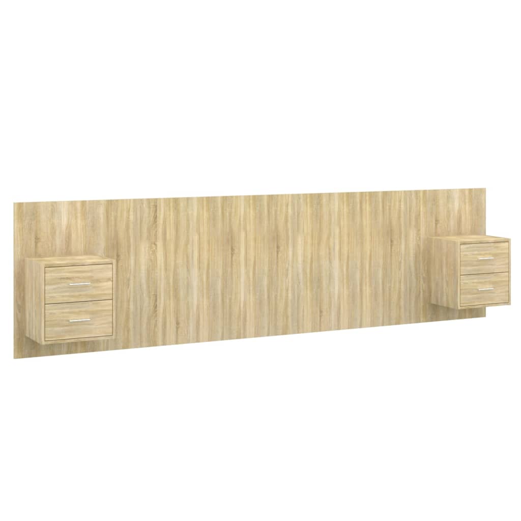 Bed Headboard with Cabinets Sonoma Oak Engineered Wood