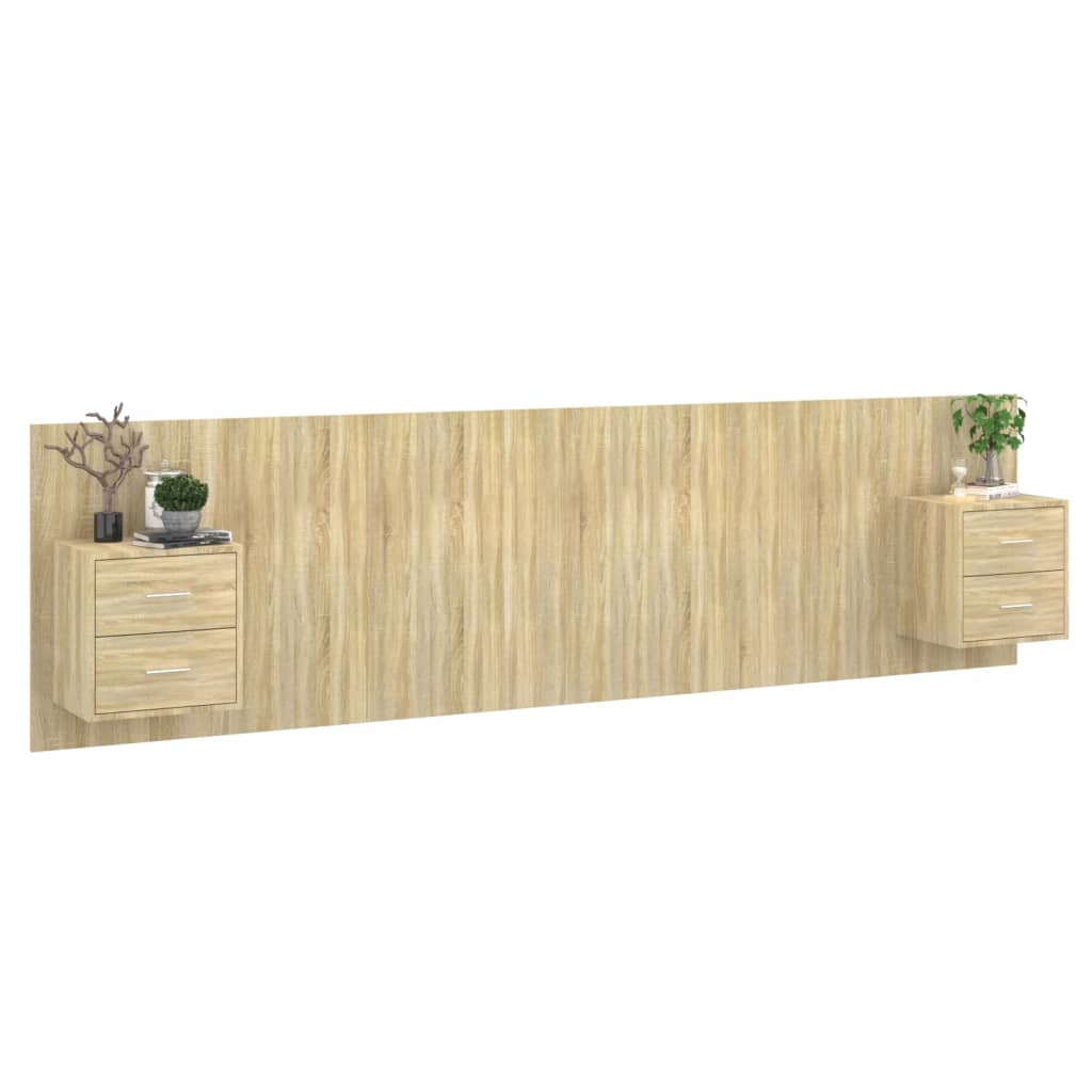 Bed Headboard with Cabinets Sonoma Oak Engineered Wood