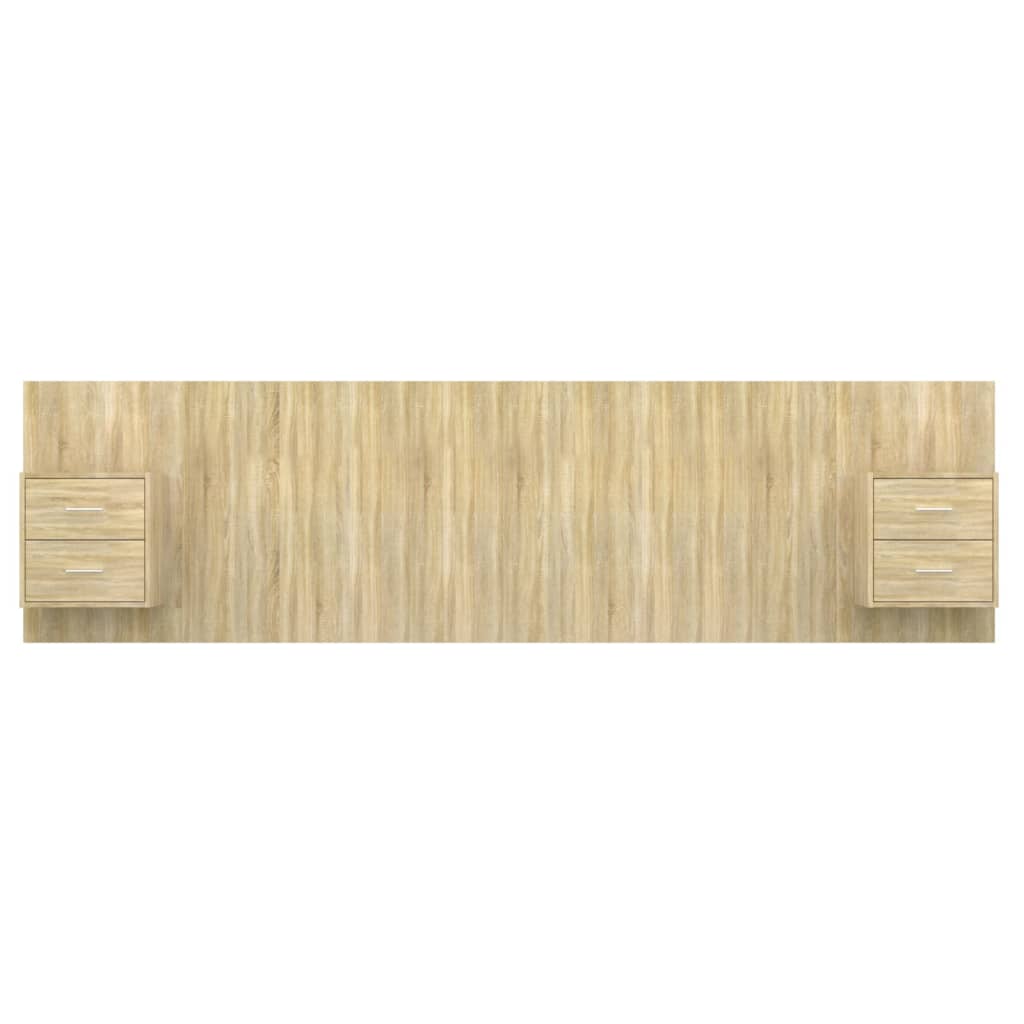 Bed Headboard with Cabinets Sonoma Oak Engineered Wood