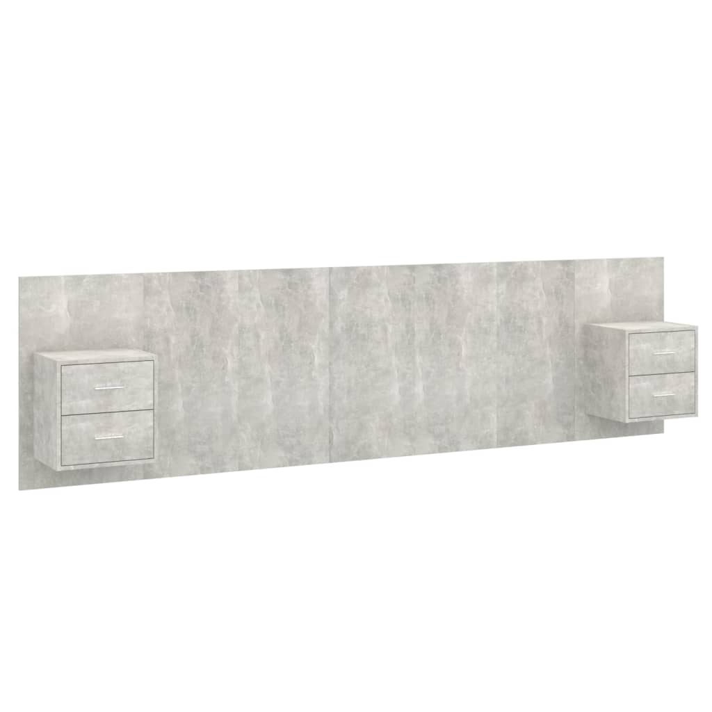 vidaXL Bed Headboard with Cabinets Concrete Grey Engineered Wood