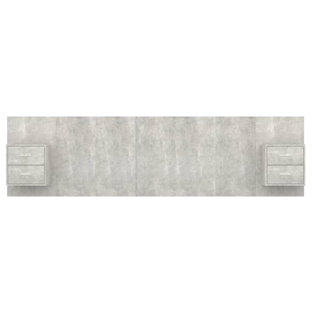 vidaXL Bed Headboard with Cabinets Concrete Grey Engineered Wood