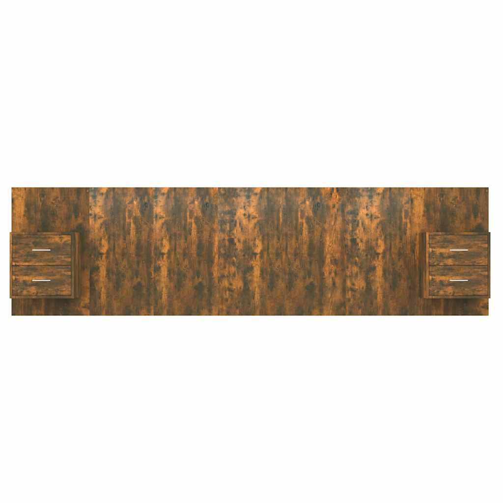 Bed Headboard with Cabinets Smoked Oak Engineered Wood