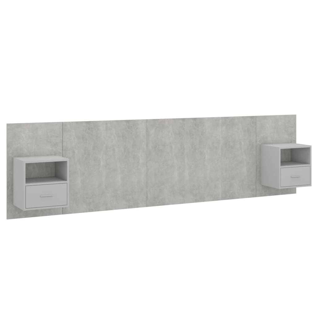 vidaXL Bed Headboard with Cabinets Concrete Grey Engineered Wood