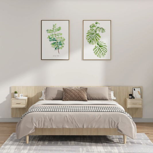 Bed Headboard with Cabinets Sonoma Oak Engineered Wood