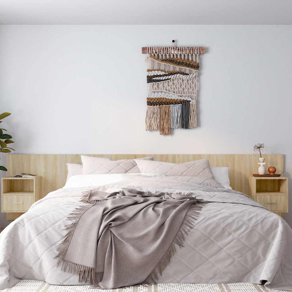 Bed Headboard with Cabinets Sonoma Oak Engineered Wood
