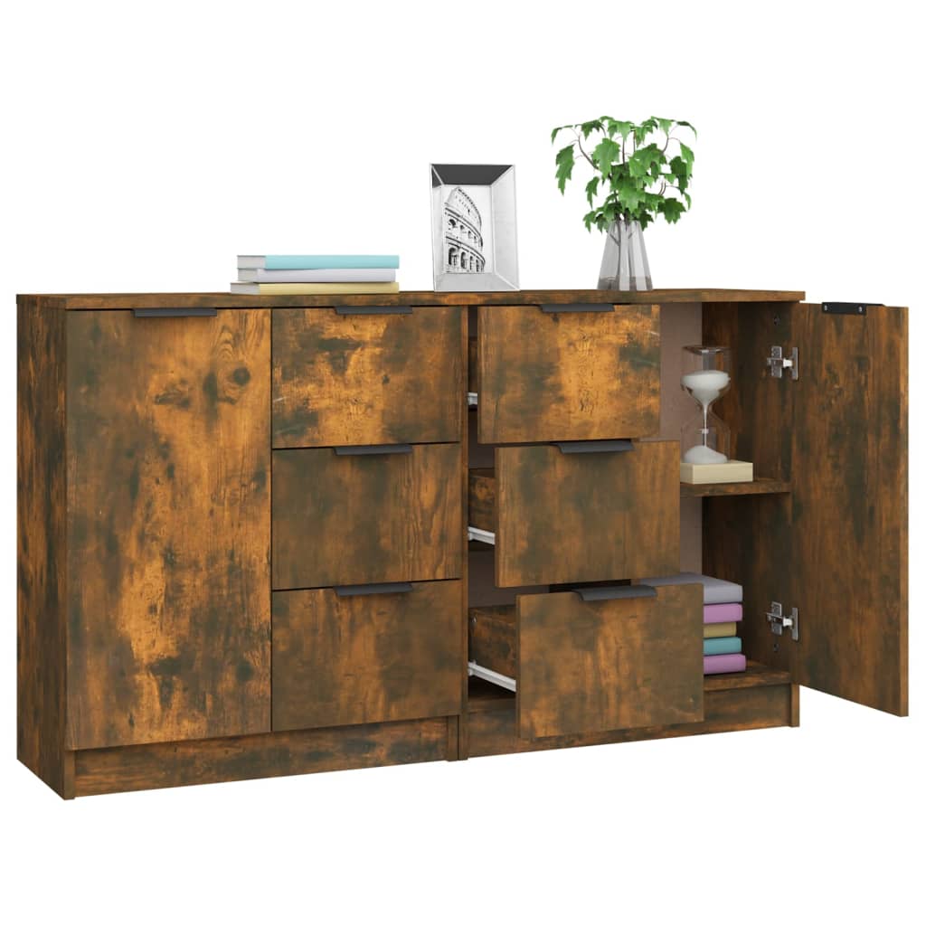 Sideboards 2 pcs Smoked Oak 60x30x70 cm Engineered Wood