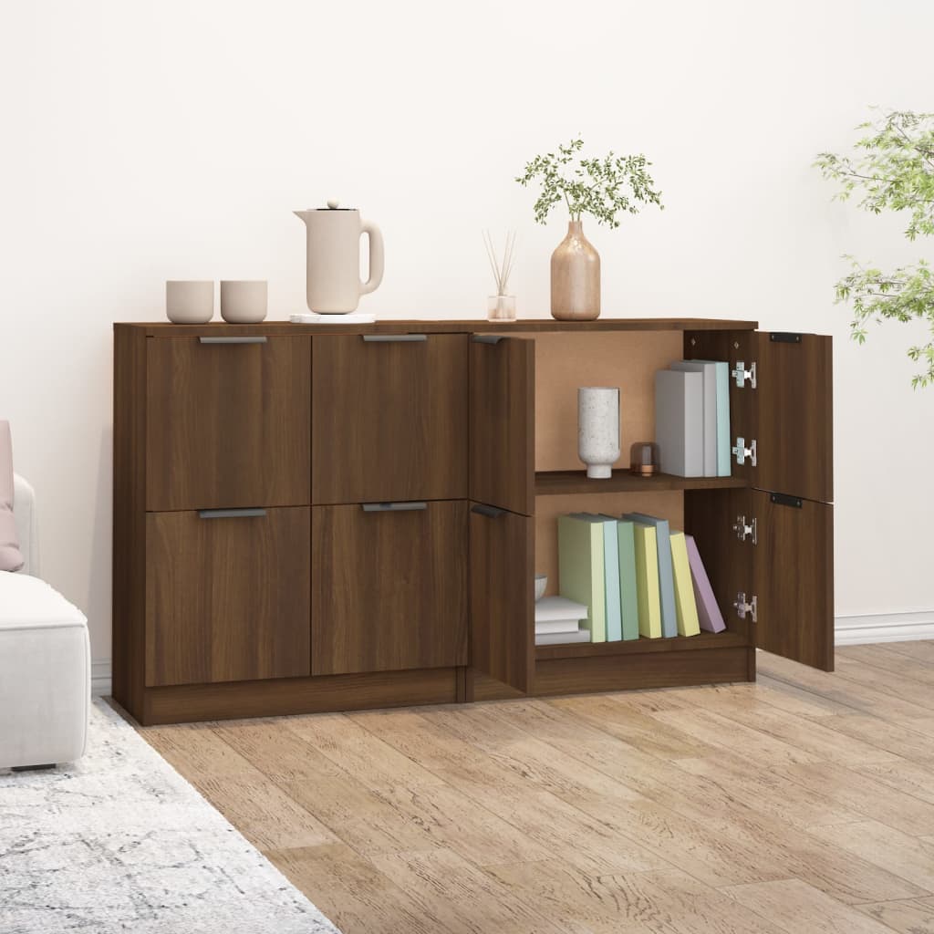 vidaXL Sideboards 2 pcs Brown Oak 60x30x70 cm Engineered Wood