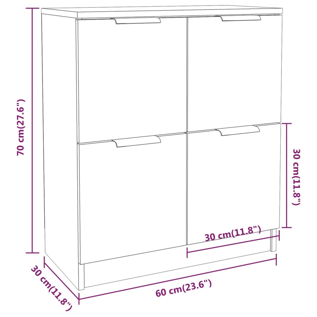 vidaXL Sideboards 2 pcs Brown Oak 60x30x70 cm Engineered Wood