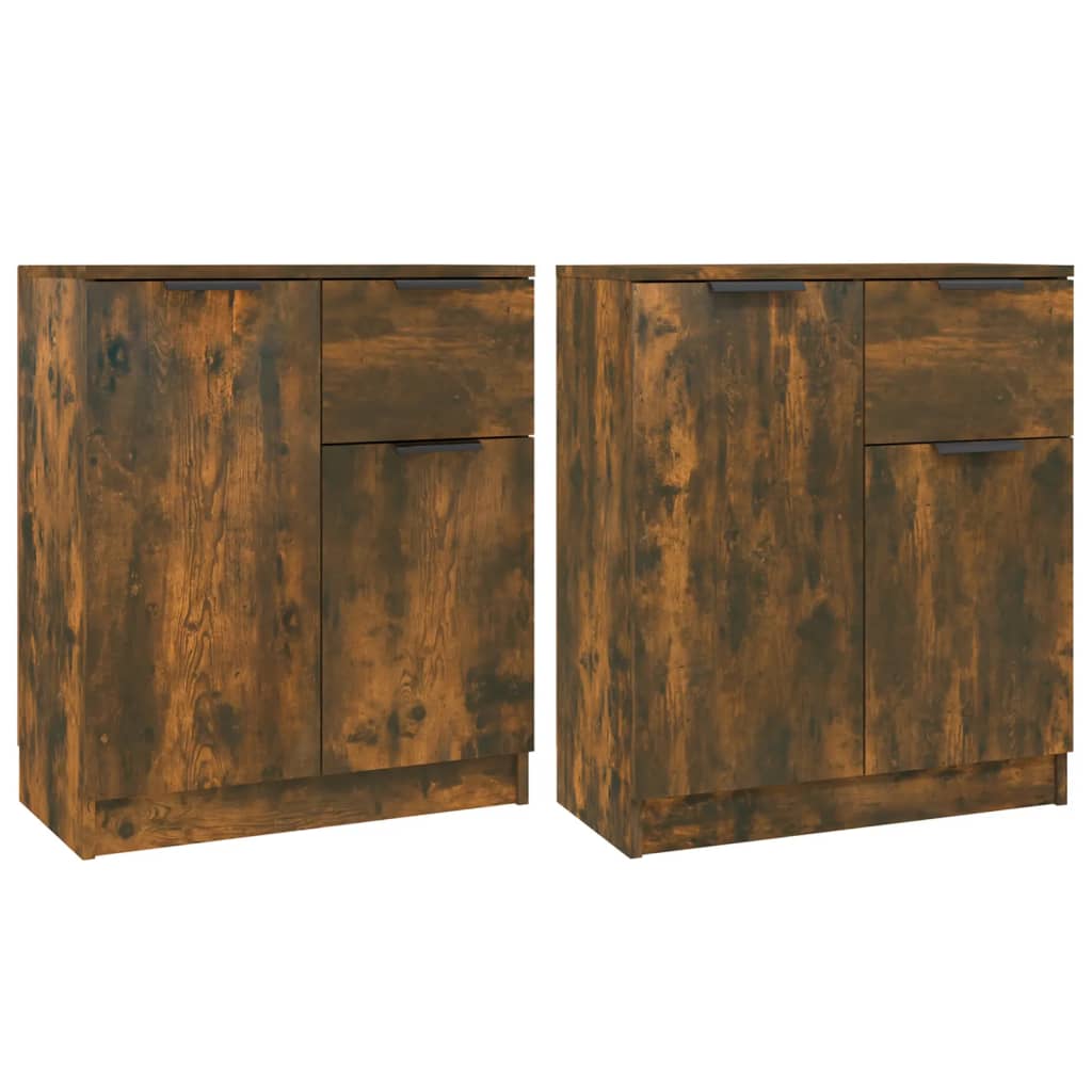 vidaXL Sideboards 2 pcs Smoked Oak 60x30x70 cm Engineered Wood