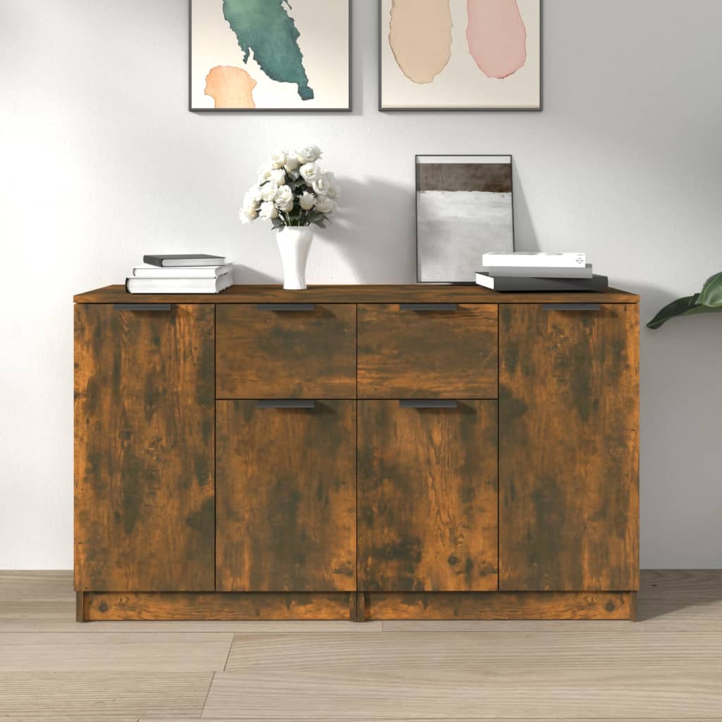 vidaXL Sideboards 2 pcs Smoked Oak 60x30x70 cm Engineered Wood