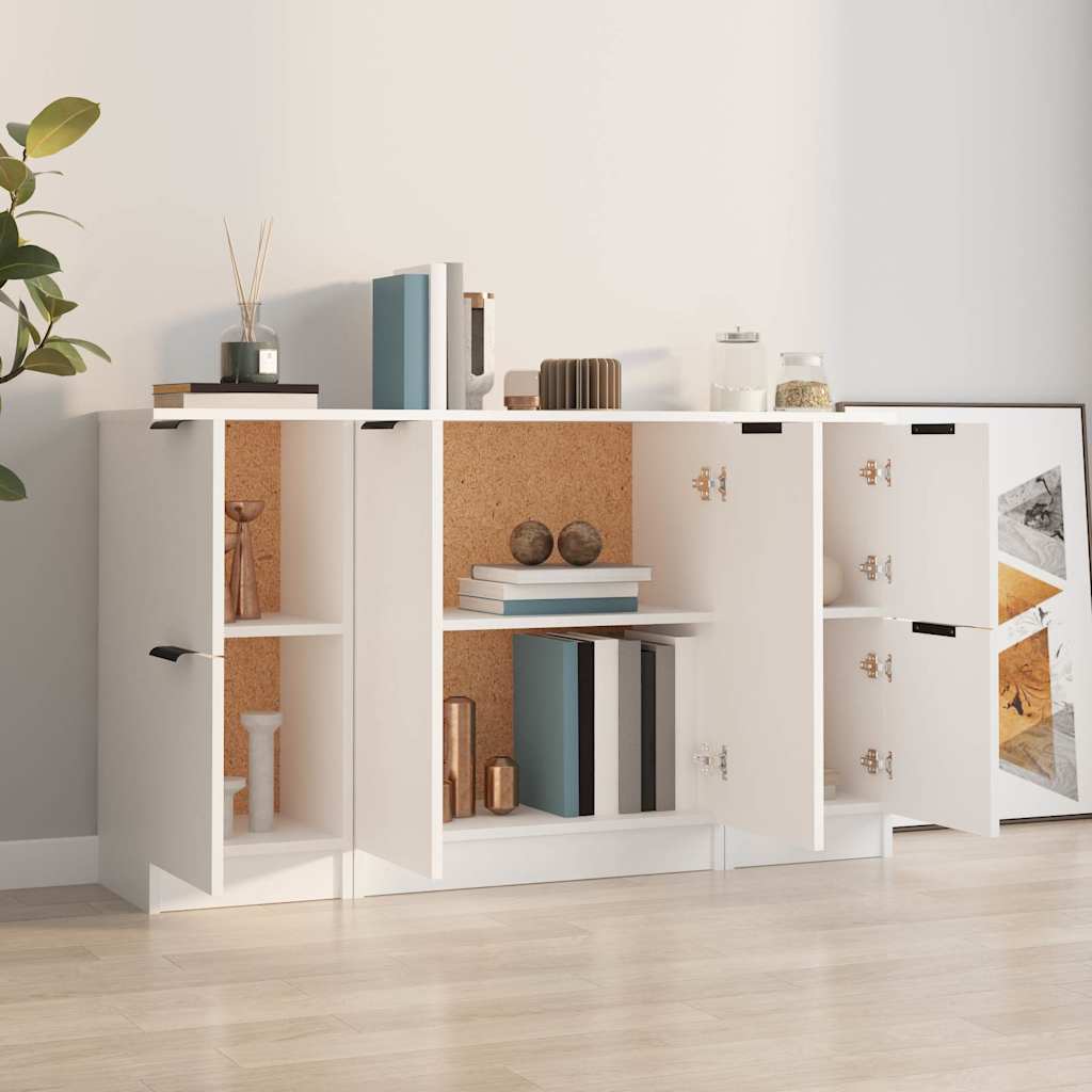 Sideboards 3 pcs White Engineered Wood