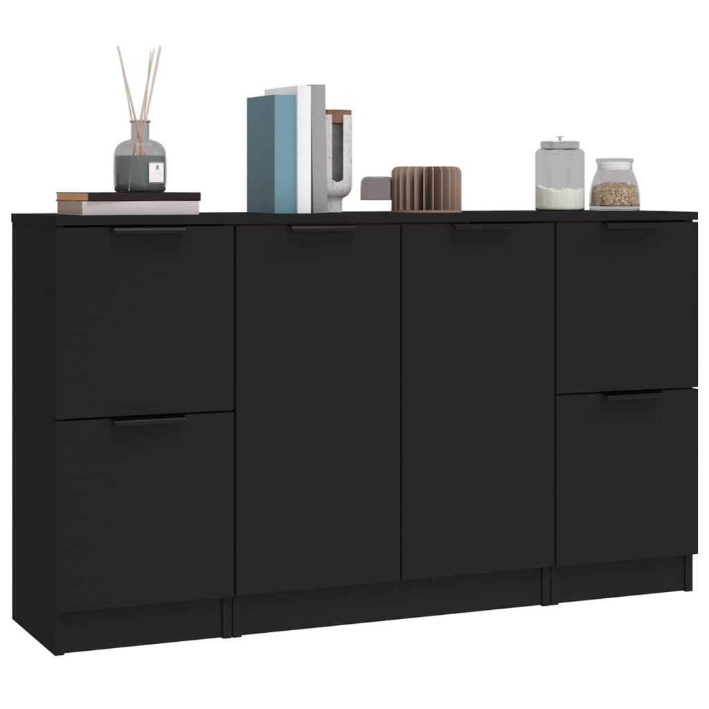 vidaXL Sideboards 3 pcs Black Engineered Wood