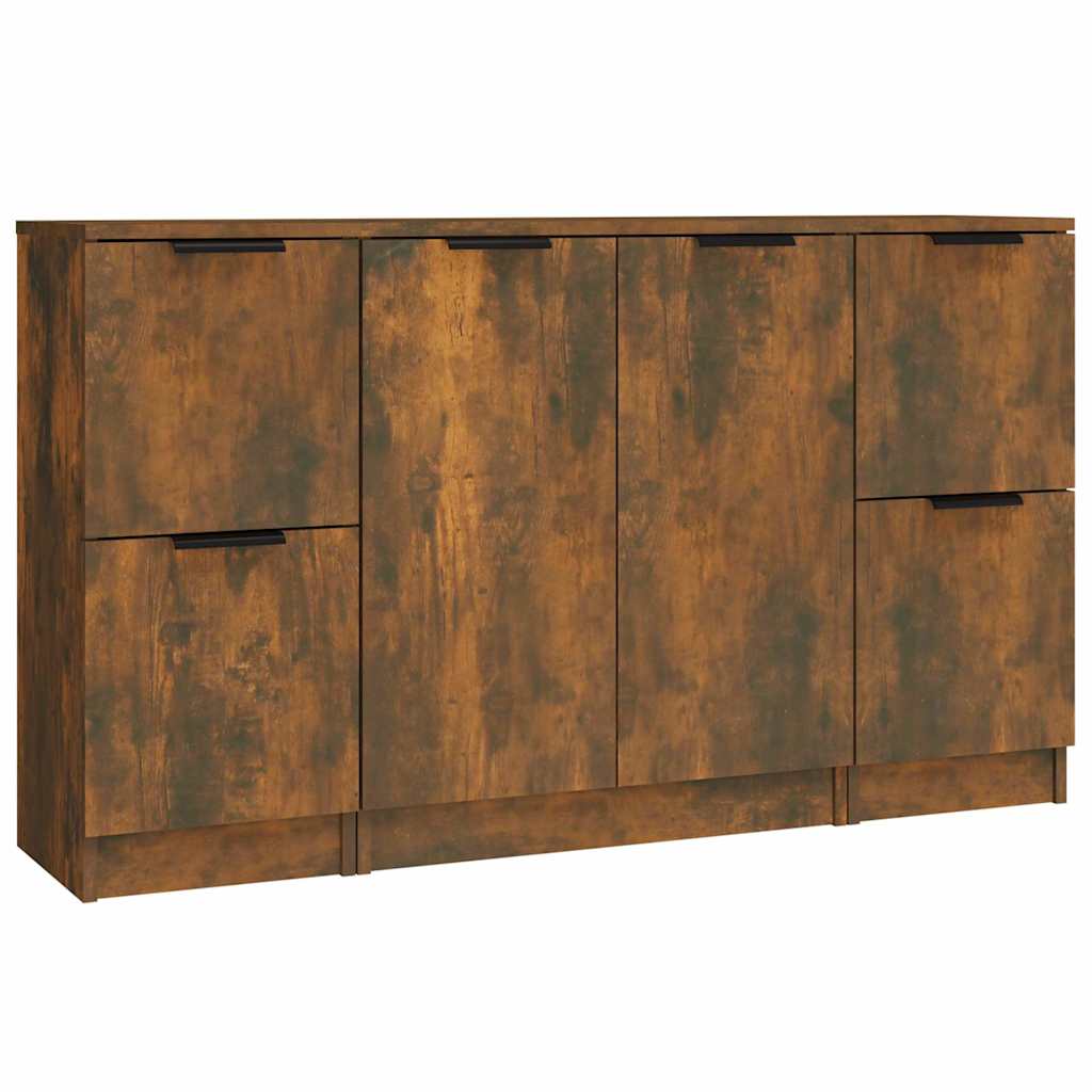 Sideboards 3 pcs Smoked Oak Engineered Wood