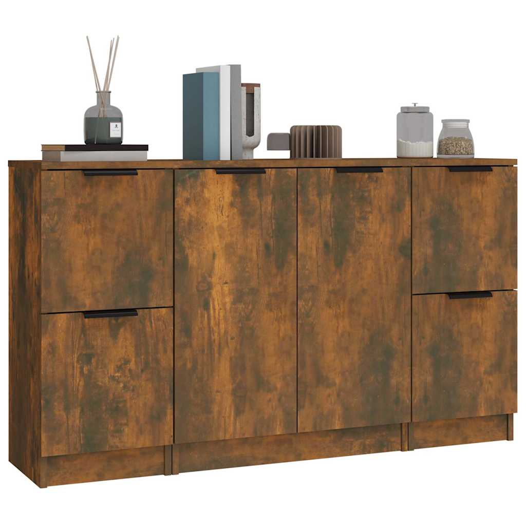 Sideboards 3 pcs Smoked Oak Engineered Wood