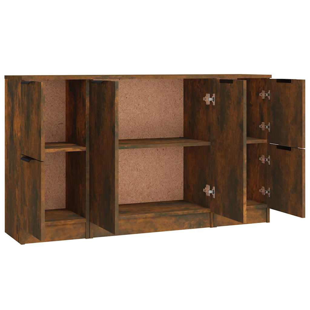 Sideboards 3 pcs Smoked Oak Engineered Wood